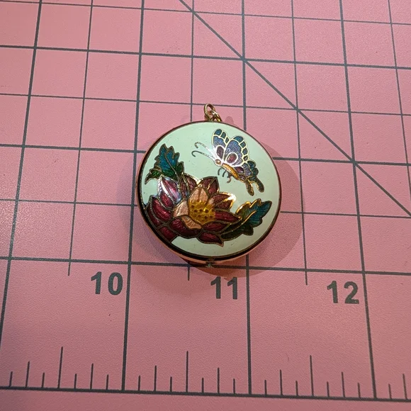 Colorful Floral and Butterfly Pendant - Picture 3 of 4